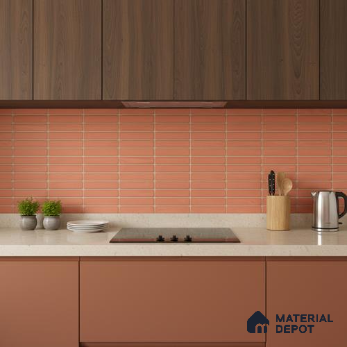 Subway Wall Tile TL 06543 E Mitica Red 2 ft x 1 ft Ceramic Matte Finish - 8 mm | Suitable for Kitchen & Bathroom | Please Expect a Slight Variation of Pattern