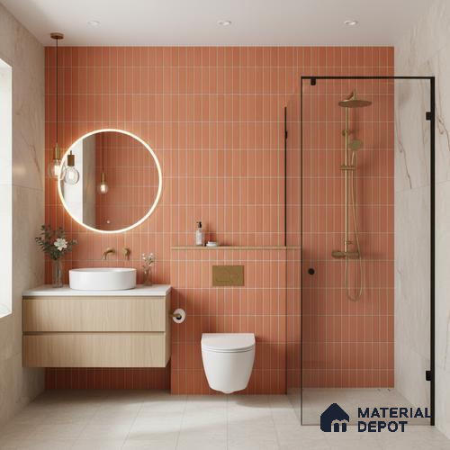 Subway Wall Tile TL 06543 E Mitica Red 2 ft x 1 ft Ceramic Matte Finish - 8 mm | Suitable for Kitchen & Bathroom | Please Expect a Slight Variation of Pattern