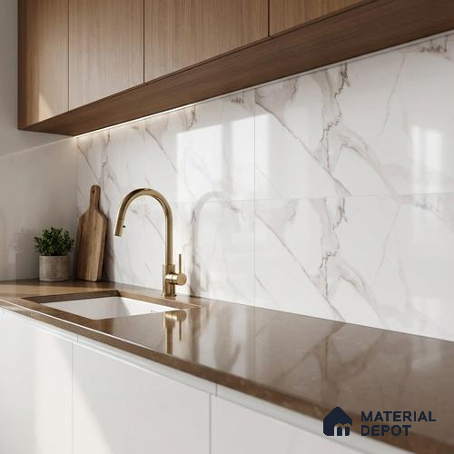 Marble Wall Tile TL 06545 C Globe Matt White 2 ft x 1 ft Ceramic Matte Finish - 8 mm | Suitable for Living Room, Kitchen & Bathroom