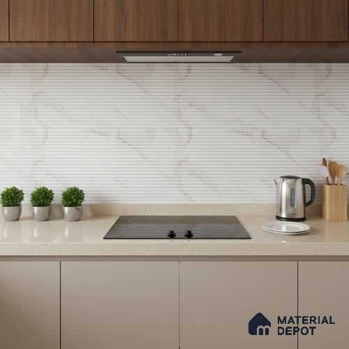 Highlighter Wall Tile TL 06545 Globe Matt White Small Liner 2 ft x 1 ft Ceramic Matte Finish - 8 mm | Suitable for Living Room, Kitchen & Bathroom