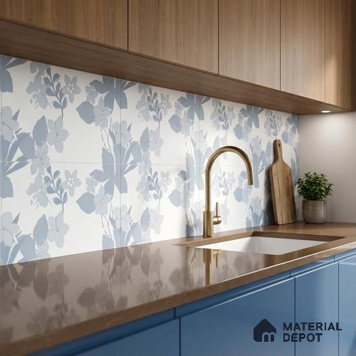 Floral Wall Tile TL 06546 D RL Cratic Aqwa Decor 2 ft x 1 ft Ceramic Matte Finish - 8 mm | Suitable for Living Room, Kitchen & Bathroom | Please Expect a Slight Variation of Pattern
