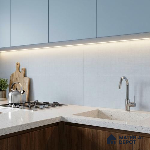 Fabric Wall Tile TL 06546 E R Cratic Aqua 2 ft x 1 ft Ceramic Matte Finish - 8 mm | Suitable for Living Room, Kitchen & Bathroom