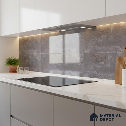 Stone Wall Tile TL 06547 C Hoover Grey 2 ft x 1 ft Ceramic Glossy Finish - 8 mm | Suitable for Living Room, Kitchen & Bathroom