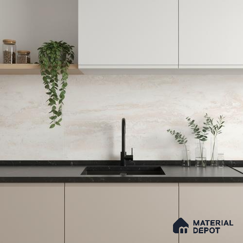 Marble Wall Tile TL 06549 Royal Travertine Beige 2 ft x 1 ft Ceramic Matte Finish - 8 mm | Suitable for Living Room, Kitchen & Bathroom
