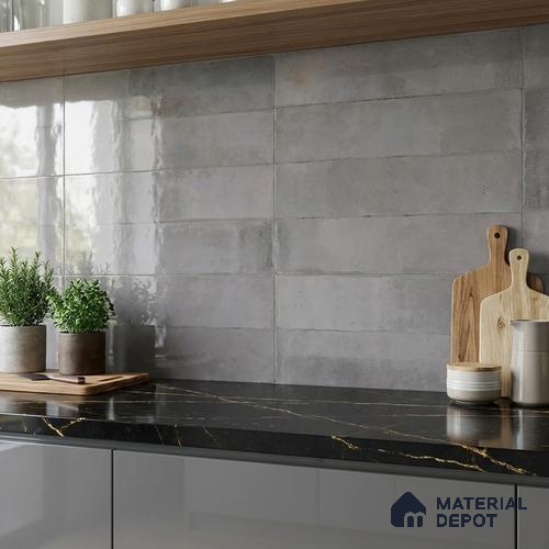 Highlighter Wall Tile TL 06551 B Rostock Grey 2 ft x 1 ft Ceramic Glossy Finish - 8 mm | Suitable for Living Room, Kitchen & Bathroom