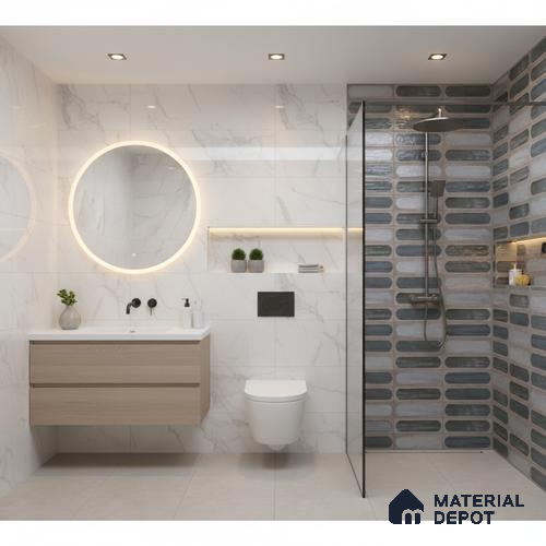 Highlighter Wall Tile TL 06551 G Rostock Grey HL 2 ft x 1 ft Ceramic Glossy Finish - 8 mm | Suitable for Living Room, Kitchen & Bathroom