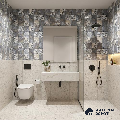 Floral Wall Tile TL 06553 C Dove Marine HL02 2 ft x 1 ft Ceramic Glossy Finish - 8 mm | Suitable for Living Room, Kitchen & Bathroom | Please Expect a Slight Variation of Pattern