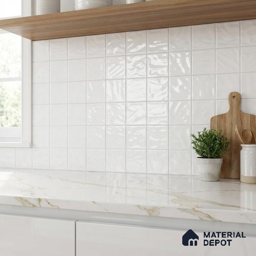 Plain Wall Tile TL 06553 D Dove Super White 2 ft x 1 ft Ceramic Glossy Finish - 8 mm | Suitable for Living Room, Kitchen & Bathroom
