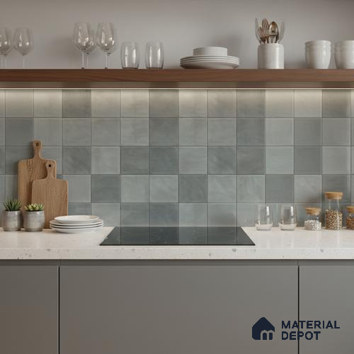 Faux Subway Wall Tile TL 06554 B Dove Aqua Decor 2 ft x 1 ft Ceramic Glossy Finish - 8 mm | Suitable for Living Room, Kitchen & Bathroom