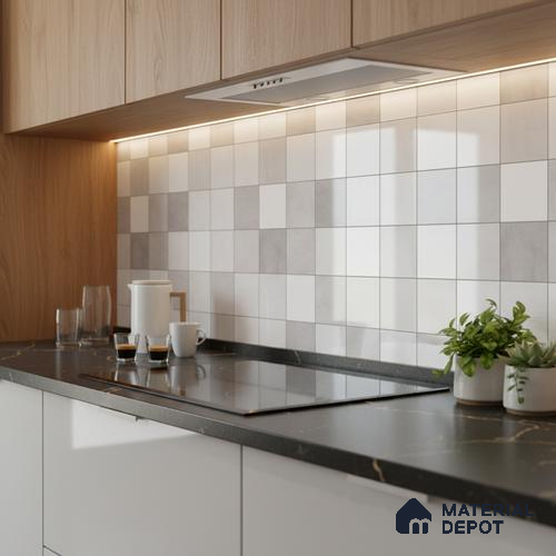 Faux Subway Wall Tile TL 06554 C Dove Pearl Decor 2 ft x 1 ft Ceramic Glossy Finish - 8 mm | Suitable for Living Room, Kitchen & Bathroom