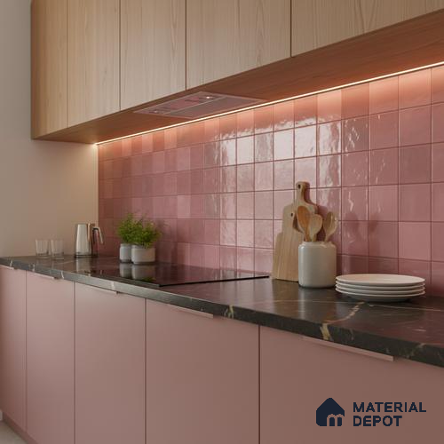 Faux Subway Wall Tile TL 06554 F Dove Pink Decor 2 ft x 1 ft Ceramic Glossy Finish - 8 mm | Suitable for Living Room, Kitchen & Bathroom