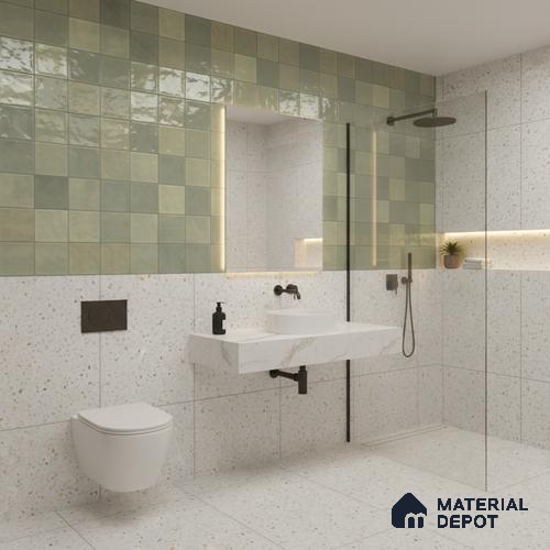 Highlighter Wall Tile TL 06554 Dove Green Decor 2 ft x 1 ft Ceramic Glossy Finish - 8 mm | Suitable for Living Room, Kitchen & Bathroom