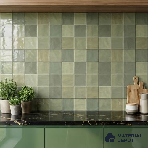 Highlighter Wall Tile TL 06554 Dove Green Decor 2 ft x 1 ft Ceramic Glossy Finish - 8 mm | Suitable for Living Room, Kitchen & Bathroom