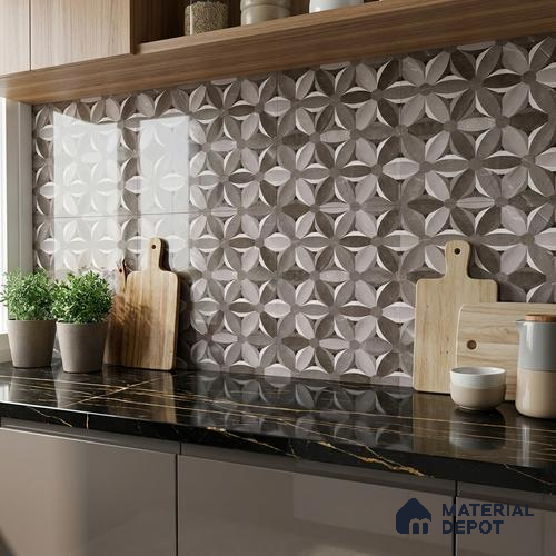 Highlighter Wall Tile TL 06557 Etania Nero HL 2 ft x 1 ft Ceramic Glossy Finish - 8 mm | Suitable for Living Room, Kitchen & Bathroom