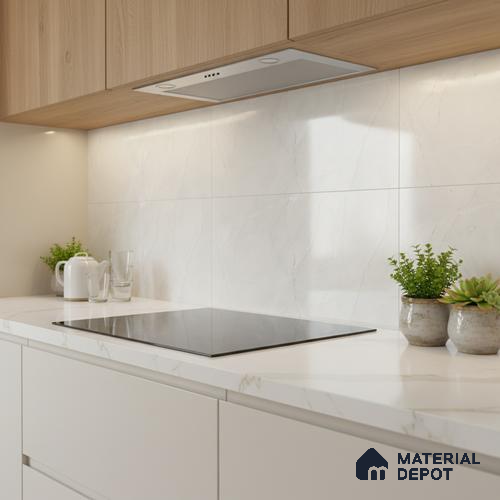 Marble Wall Tile TL 06558 B Etania Silver 2 ft x 1 ft Ceramic Glossy Finish - 8 mm | Suitable for Living Room, Kitchen & Bathroom