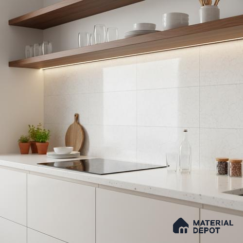 Marble Wall Tile TL 06559 B L Limon White 2 ft x 1 ft Ceramic Glossy Finish - 8 mm | Suitable for Living Room, Kitchen & Bathroom