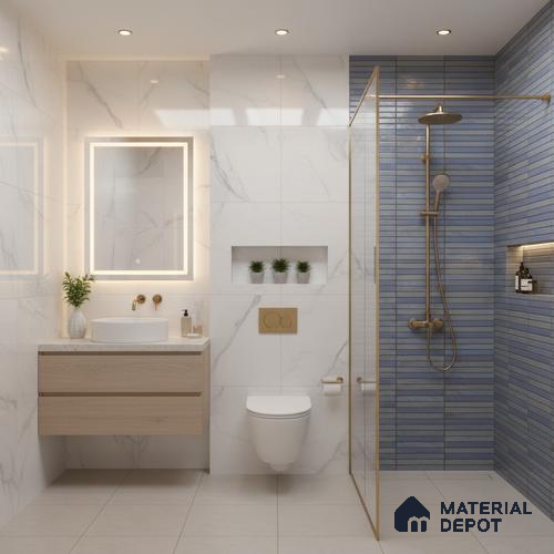 Subway Wall Tile TL 06560 Sarkel Blue 2 ft x 1 ft Ceramic Glossy Finish - 8 mm | Suitable for Kitchen & Bathroom | Please Expect a Slight Variation of Pattern