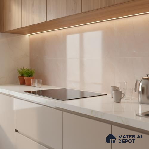Marble Wall Tile TL 06561 F Raton Brown 2 ft x 1 ft Ceramic Glossy Finish - 8 mm | Suitable for Living Room, Kitchen & Bathroom