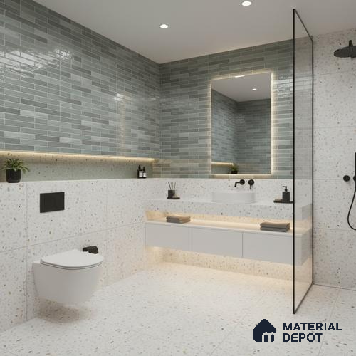 Stacked Stone Wall Tile TL 06562 B Bangkok Emerald 2 ft x 1 ft Ceramic Glossy Finish - 8 mm | Suitable for Living Room, Kitchen & Bathroom