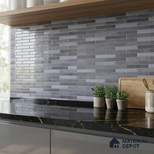 Stacked Stone Wall Tile TL 06562 C Bangkok Marine 2 ft x 1 ft Ceramic Glossy Finish - 8 mm | Suitable for Living Room, Kitchen & Bathroom