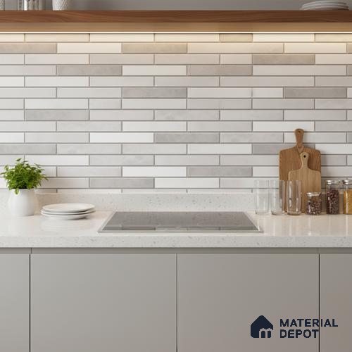 Stacked Stone Wall Tile TL 06562 D Bangkok Pearl 2 ft x 1 ft Ceramic Glossy Finish - 8 mm | Suitable for Living Room, Kitchen & Bathroom