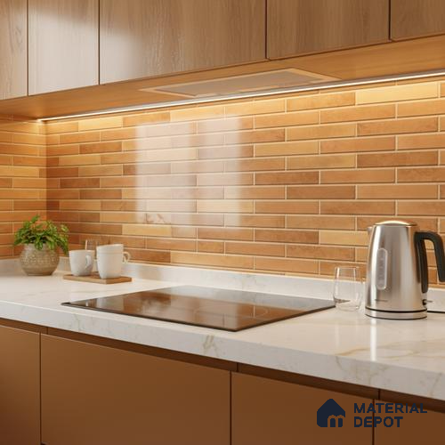 Stacked Stone Wall Tile TL 06562 F Bangkok Orange 2 ft x 1 ft Ceramic Glossy Finish - 8 mm | Suitable for Living Room, Kitchen & Bathroom