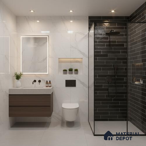 Faux Subway Wall Tile TL 06563 D R Tribeca Black 2 ft x 1 ft Ceramic Glossy Finish - 8 mm | Suitable for Kitchen, Bathroom & Balcony Walls | Please Expect a Slight Variation of Pattern