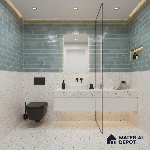 Faux Subway Wall Tile TL 06563 E R Tribeca Aqua 2 ft x 1 ft Ceramic Glossy Finish - 8 mm | Suitable for Kitchen, Bathroom & Balcony Walls | Please Expect a Slight Variation of Pattern