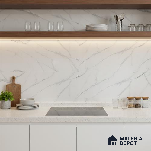 Marble Wall Tile TL 06566 Clomax Aqua Endless 2 ft x 1 ft Ceramic Glossy Finish - 8 mm | Suitable for Living Room, Kitchen & Bathroom
