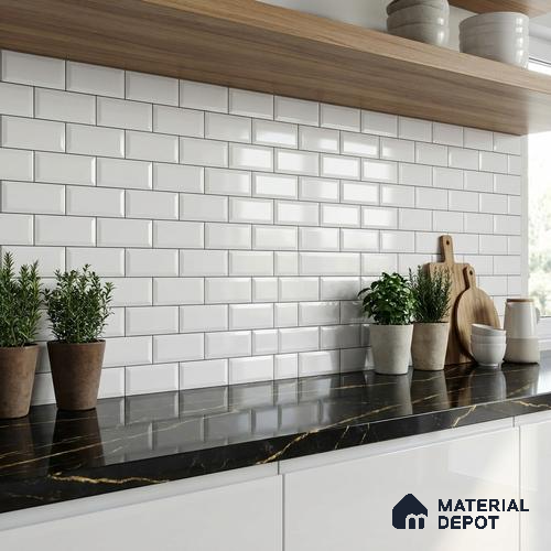 Faux Subway Wall Tile TL 06570 8022 LT 2 ft x 1 ft Ceramic Glossy Finish - 8 mm | Suitable for Kitchen, Bathroom & Balcony Walls | Please Expect a Slight Variation of Pattern