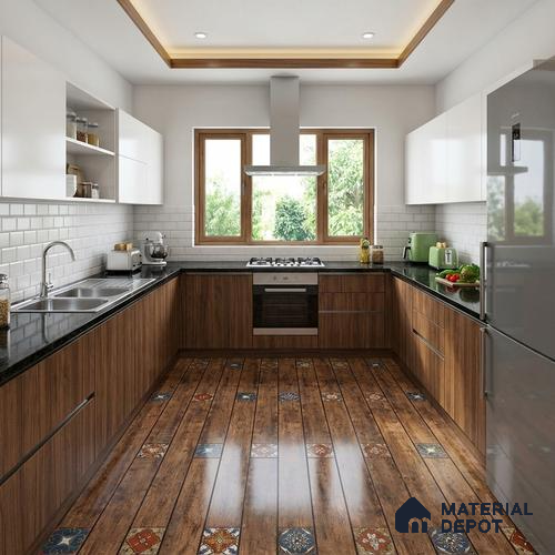 Wood Look Floor Tile TL 06572 B Sequoia Nut 35 Inch x 6 Inch Vitrified Matte Finish - 9 mm | Suitable for Living Room, Kitchen & Bedroom | 2-3 mm Spacer is Mandatory
