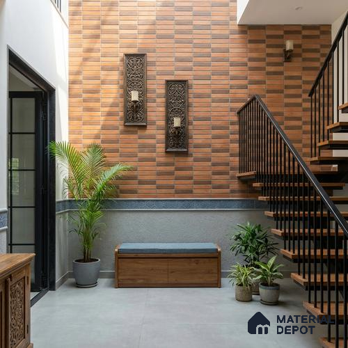 Brick Wall Tile TL 06580 Manhattan Perla 2 ft x 1 ft Ceramic Matte Finish - 9 mm | Suitable for Courtyard, Stair Lobby wall, Balcony, Elevation