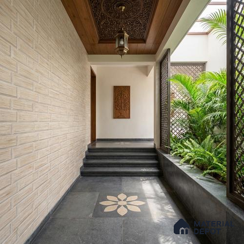 Brick Wall Tile TL 06581 Aitana Crema-1 2 ft x 1 ft Ceramic Matte Finish - 9 mm | Suitable for Foyer, Balcony, Elevation, Courtyard
