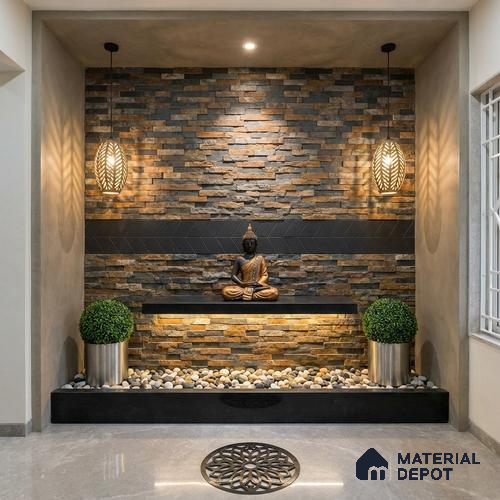 Stacked Stone Wall Tile TL 06583 B Brasil Oxido 2 ft x 1 ft Ceramic Matte Finish - 9 mm | Suitable for Foyer, Balcony, Elevation, Courtyard