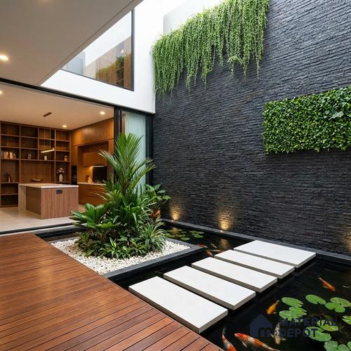 Stone Wall Tile TL 06585 C Lims Negro 2 ft x 1 ft Ceramic Matte Finish - 9 mm | Suitable for Courtyard, Foyer, Balcony, Elevation
