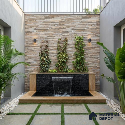 Stacked Stone Wall Tile TL 06590 C Montblanc Pizarra 2 ft x 1 ft Ceramic Matte Finish - 9 mm | Suitable for Courtyard, Foyer, Balcony, Elevation