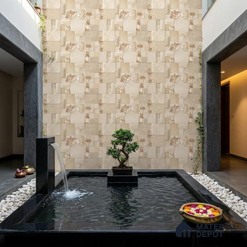 Stacked Stone Wall Tile TL 06591 Noxer Baige 2 ft x 1 ft Ceramic Matte Finish - 9 mm | Suitable for Courtyard, Foyer, Balcony, Elevation