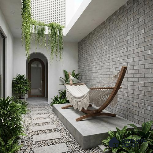 Brick Wall Tile TL 06594 Brick Line Noce 2 ft x 1 ft Ceramic Matte Finish - 9 mm | Suitable for Courtyard, Foyer, Balcony, Elevation