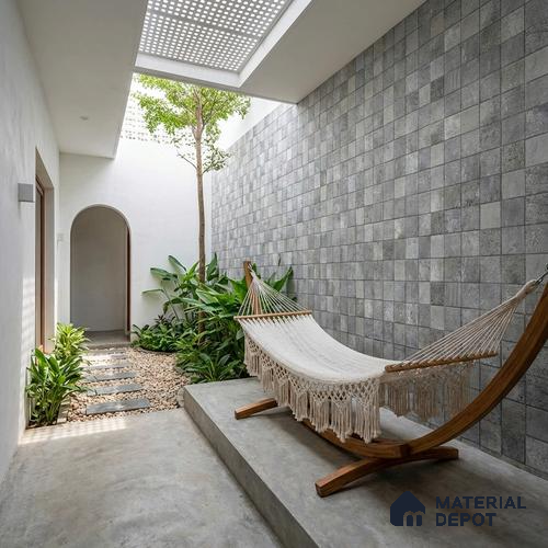 Stacked Stone Wall Tile TL 06595 Lumina Gris 2 ft x 1 ft Ceramic Matte Finish - 9 mm | Suitable for Courtyard, Foyer, Balcony, Elevation