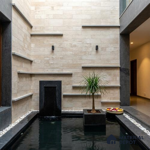 Stacked Stone Wall Tile TL 06595 C Lumina Yellow 2 ft x 1 ft Ceramic Matte Finish - 9 mm | Suitable for Courtyard, Foyer, Balcony, Elevation