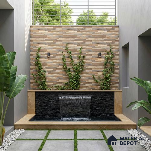 Stacked Stone Wall Tile TL 06599 B Ardesia Bosco 2 ft x 1 ft Ceramic Matte Finish - 9 mm | Suitable for Courtyard, Foyer, Balcony, Elevation