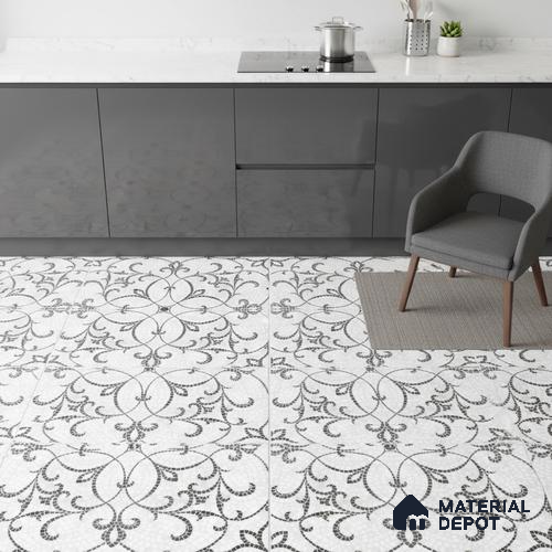 Moroccan Wall & Floor Tile TL 06601 Chipza Black 2 ft x 2 ft Vitrified Matte Finish - 9 mm | Suitable for Living Room, Balcony, Courtyard | Please Expect a Slight Variation of Pattern
