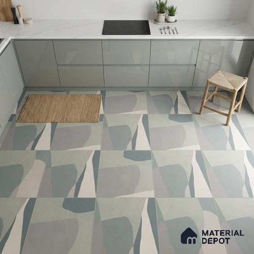 Moroccan Wall & Floor Tile TL 06608 Shapes Gray 2 ft x 2 ft Vitrified Matte Finish - 9 mm | Suitable for Living Room, Balcony, Courtyard | Please Expect a Slight Variation of Pattern