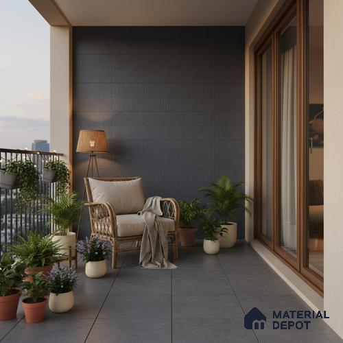 Punch Wall & Floor Tile TL 06612 J 4 ft x 2 ft Black Vitrified Matte Finish Tile - 9 mm | Ideal for Living Room, Bedroom, Bathroom, Kitchen