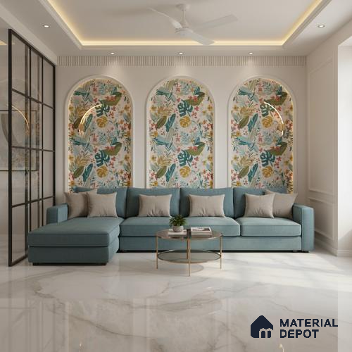 Endless Marble Floor & Wall Tile TL 06621 Light Onyx 6 ft x 4 ft Glossy Finish Vitrified Large Format Tile - 9 mm | 3 Random Design | Suitable for Living Room, Bedroom, Bathroom | Adhesive and Spacers Must be Used During Installation