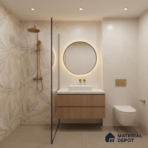 Floral Wall Tile TL 06637 B Rose Onyx Crema Decore 4 ft x 2 ft Matte Finish Vitrified Tile - 9 mm | 3 Random Face | Suitable for Living Room, Bedroom, Bathroom, Dining