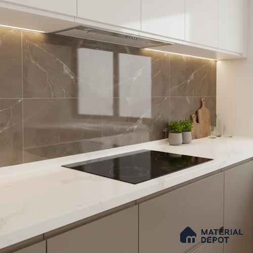 Marble Wall Tile TL 06655 B Etania Coffee 2 ft x 1 ft Ceramic Glossy Finish - 8 mm | Suitable for Living Room, Kitchen & Bathroom
