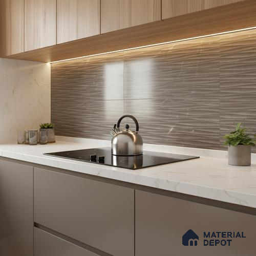 Highlighter Wall Tile TL 06655 D Etania Coffee Waves 2 ft x 1 ft Ceramic Glossy Finish - 8 mm | Suitable for Living Room, Kitchen & Bathroom