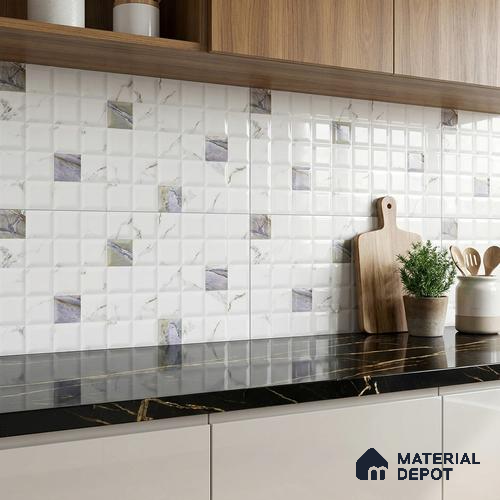 White Faux Subway Wall Tile TL 06719 B Lustra Helio Placa 2 ft x 1 ft Ceramic Glossy Finish - 9 mm |  | Suitable for Living Room, Bedroom, Bathroom