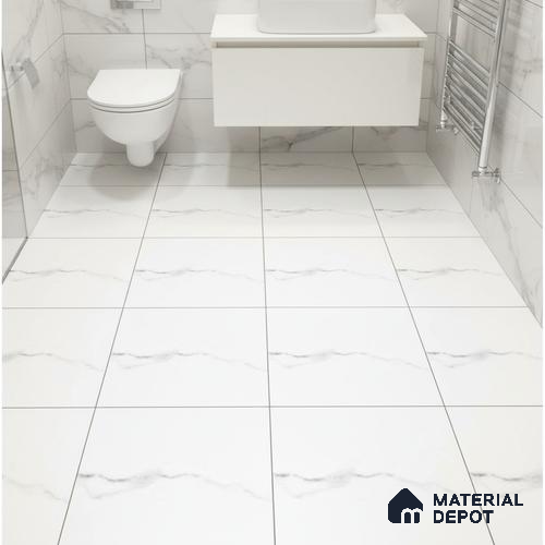 White Marble Floor Tile TL 06719 E Lustra 3016 F 1 ft x 1 ft Ceramic Carving Matte Finish - 9 mm |  | Suitable for Living Room, Bedroom, Bathroom